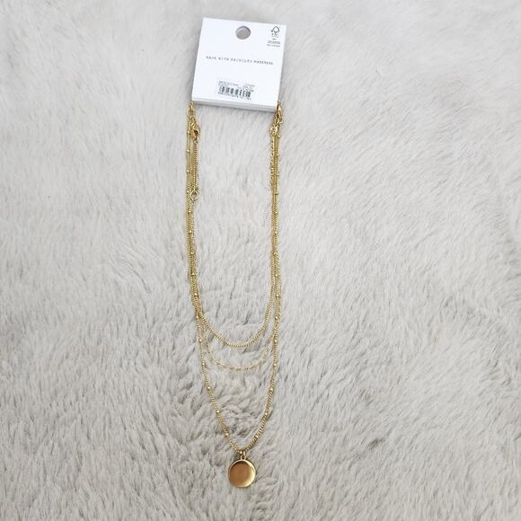Madewell Mother of Pearl Dainty Layered Necklace Set 3-Pack Vintage Gold NWT - Picture 13 of 13